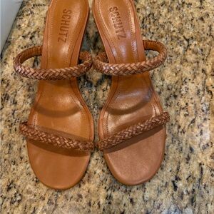 SCHUTZ Tan Braided Strap Sandals
